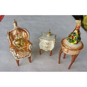 Polish Glass Christmas Ornament hand painted "Tabletop Christmas" made in Poland